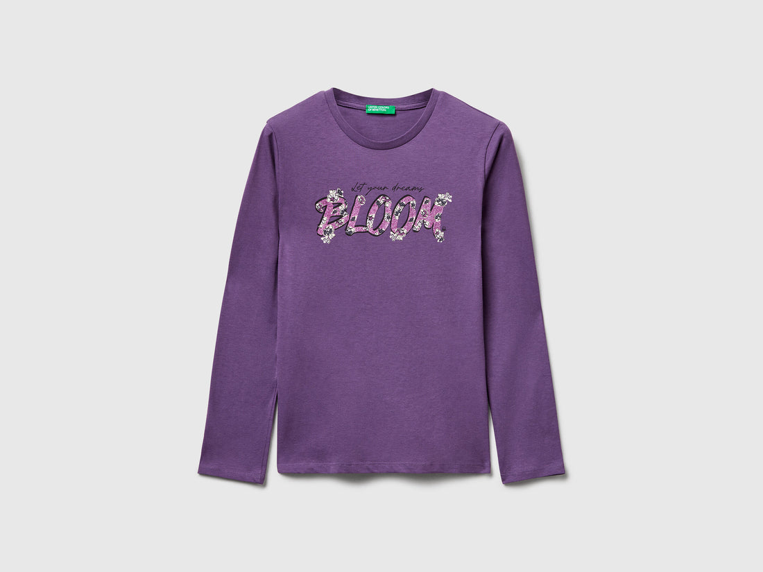 Benetton_Purple_T-Shirt with Glitter Print_35RYC10QE_1V4_01