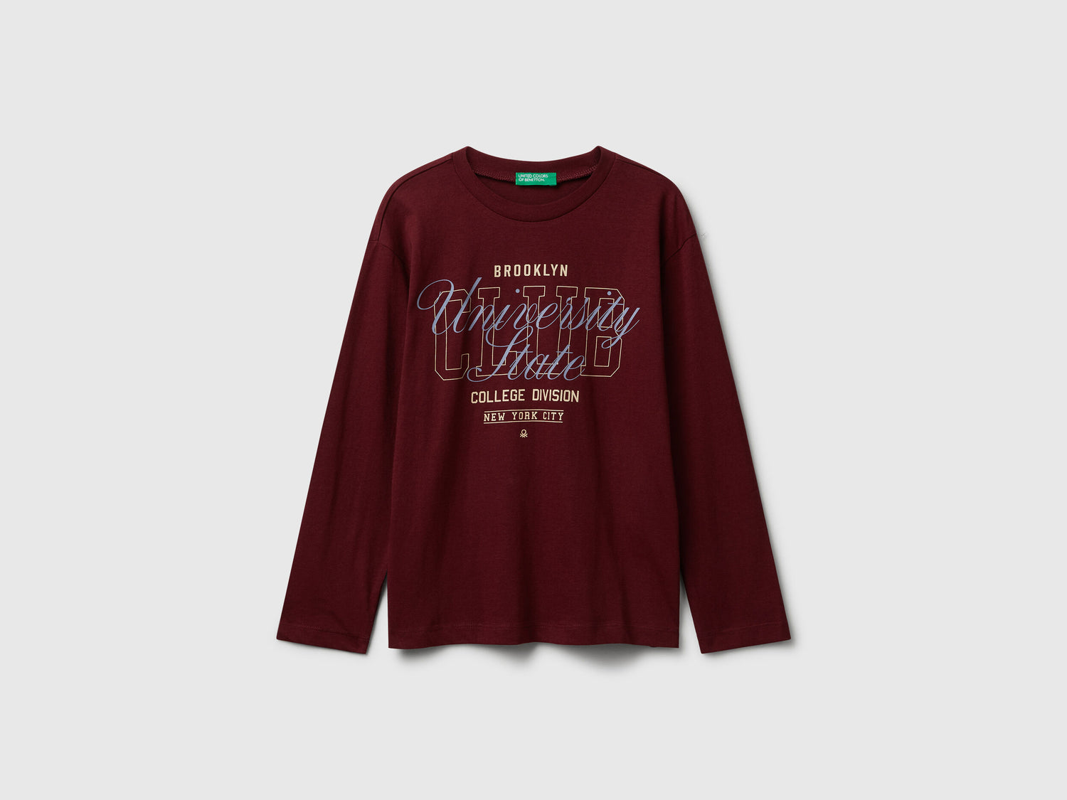 Benetton_Burgundy_Cotton T-Shirt with Print_35RYC10QQ_129_01