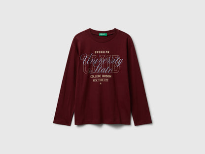 Benetton_Burgundy_Cotton T-Shirt with Print_35RYC10QQ_129_01