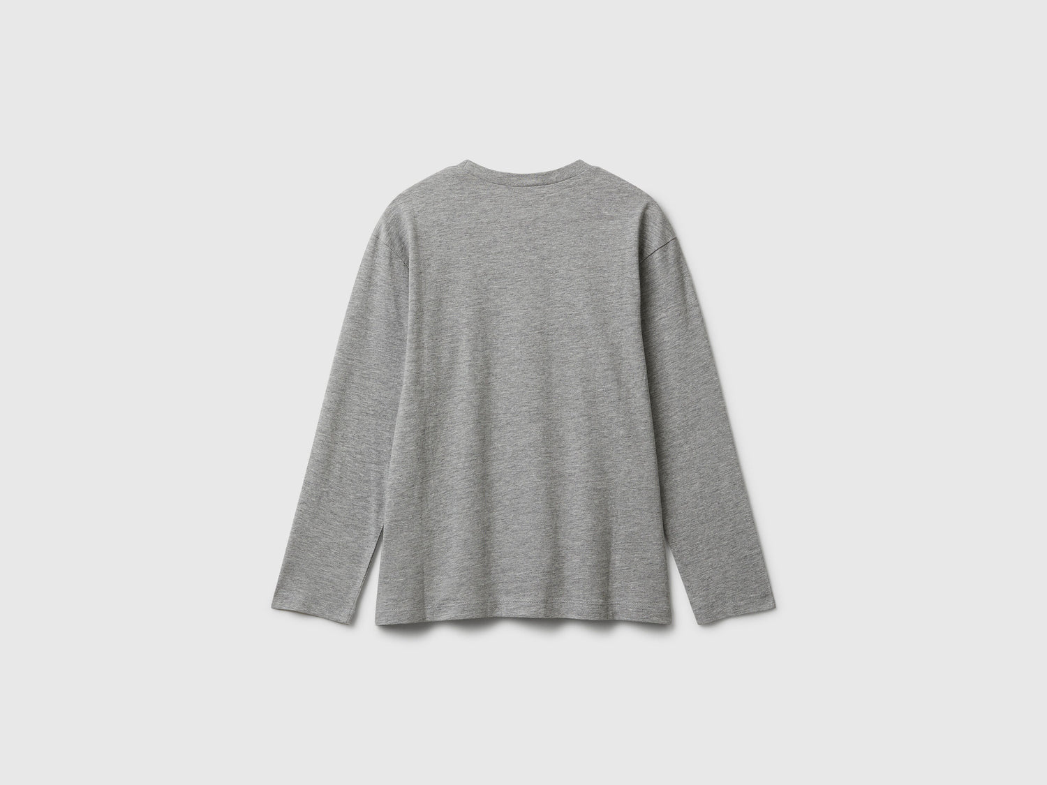 Benetton_Light Gray_Cotton T-Shirt with Print_35RYC10QQ_501_02