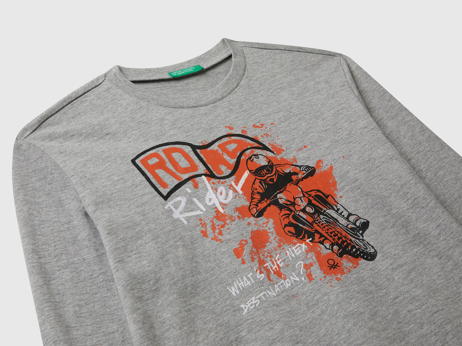 Benetton_Light Gray_Cotton T-Shirt with Print_35RYC10QQ_501_03