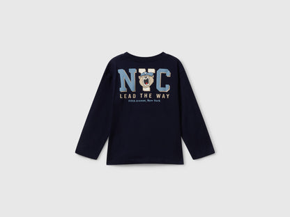 Benetton_Dark Blue_Long Sleeve T-Shirt with Print_35RYG10K4_016_02