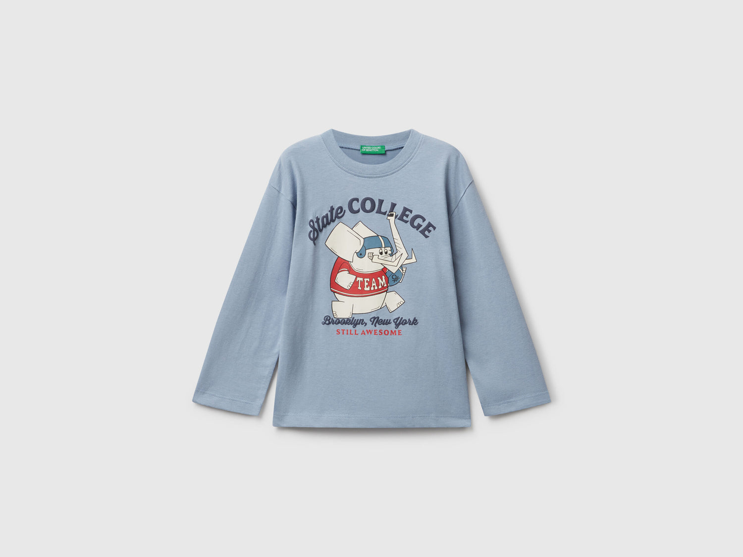Benetton_Light Blue_Long Sleeve T-Shirt with Print_35RYG10K4_0W2_01
