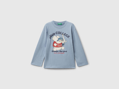 Benetton_Light Blue_Long Sleeve T-Shirt with Print_35RYG10K4_0W2_01