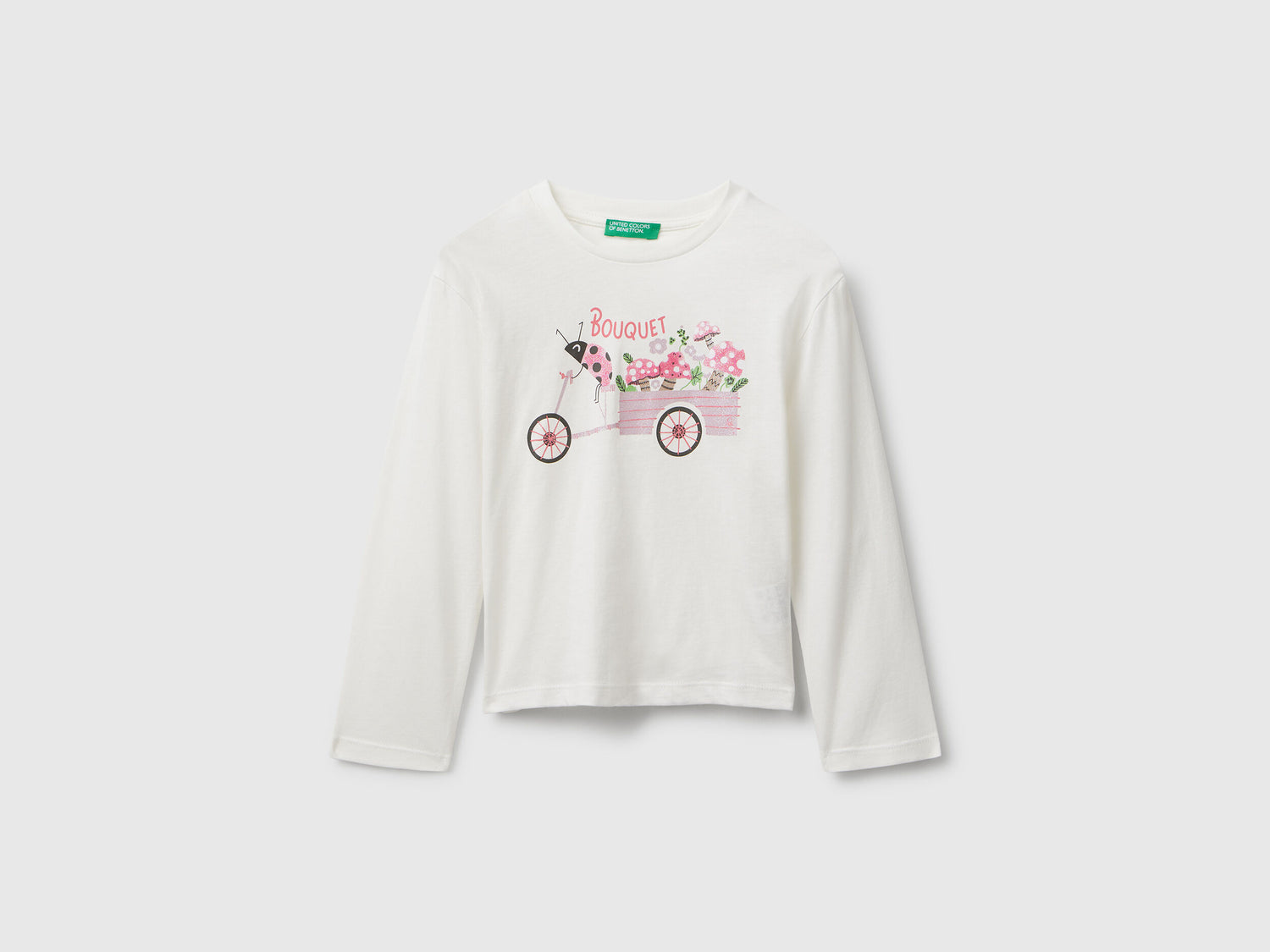 Benetton_Creamy White_Cotton T-Shirt with Glittery Print_35RYG10K7_074_01