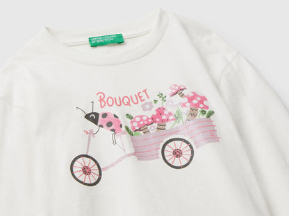 Benetton_Creamy White_Cotton T-Shirt with Glittery Print_35RYG10K7_074_03