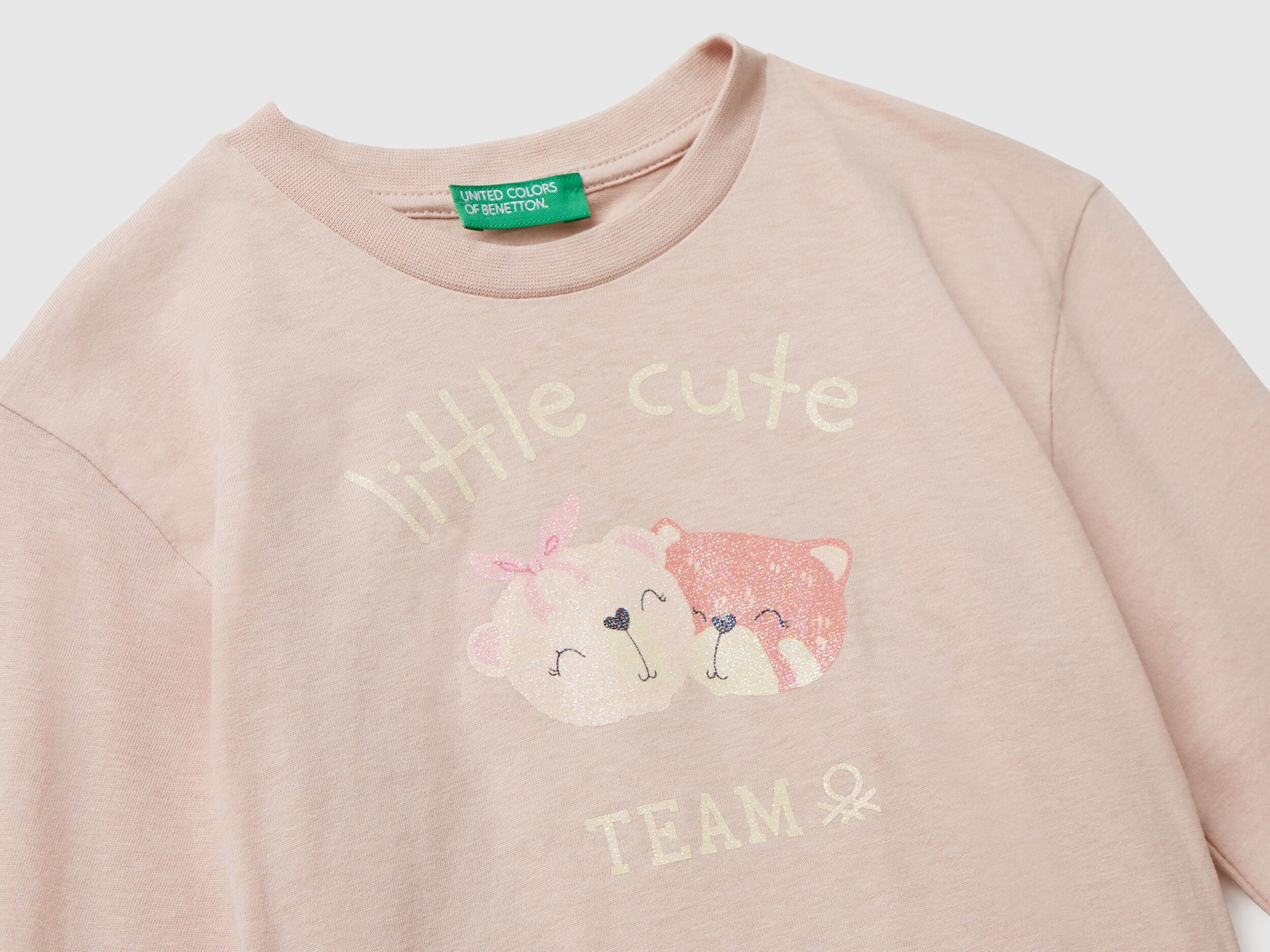 Benetton_Soft Pink_Cotton T-Shirt with Glittery Print_35RYG10K7_12U_03