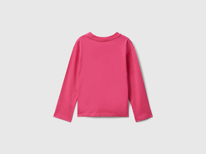 Benetton_Fuchsia_Cotton T-Shirt with Glittery Print_35RYG10K7_1A2_02