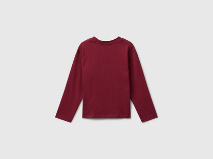 Benetton_Burgundy_Cotton T-Shirt with Glittery Print_35RYG10K7_236_02