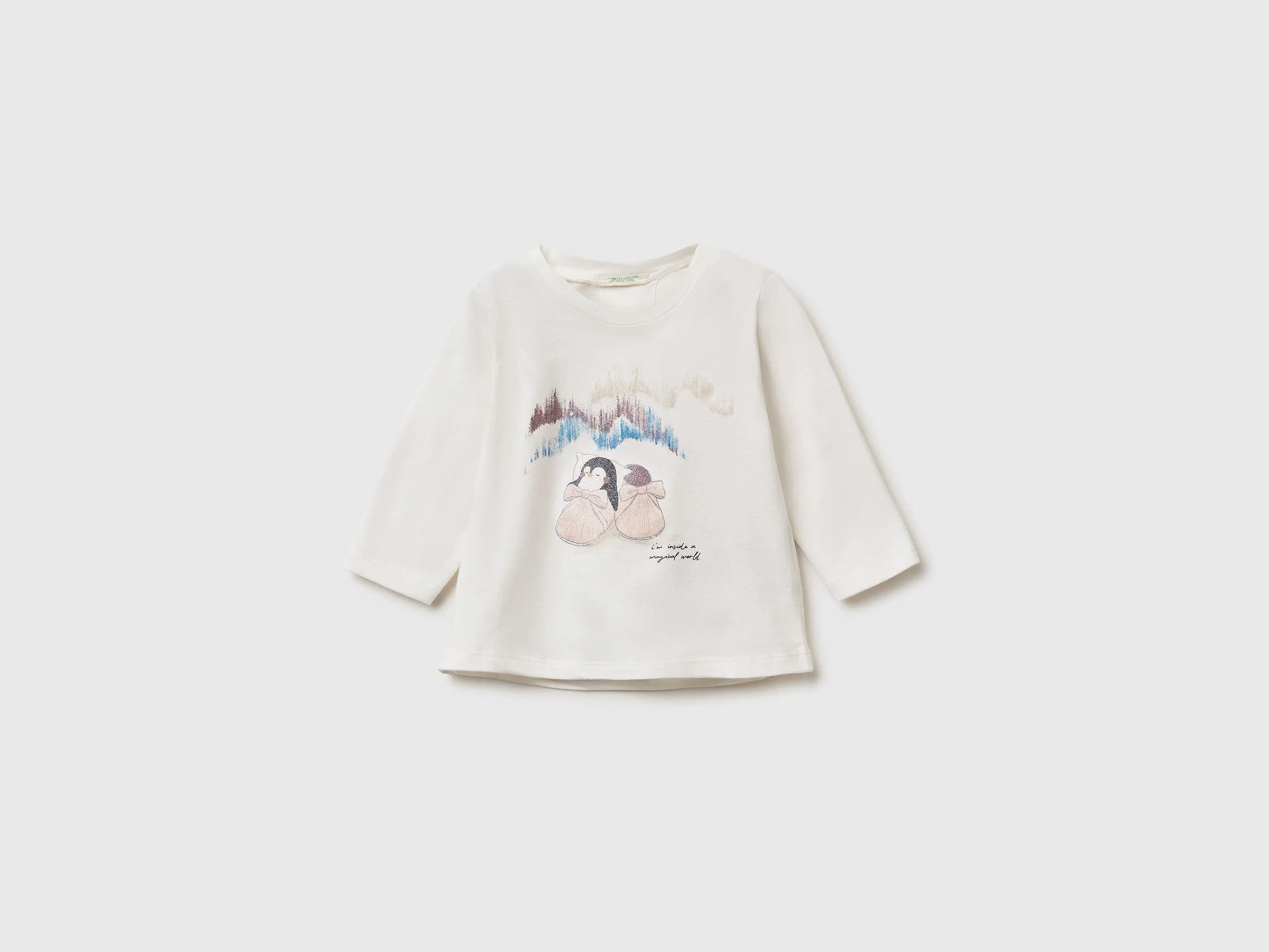 Benetton_White_T-Shirt with Glittery Print_35UKA106S_074_01