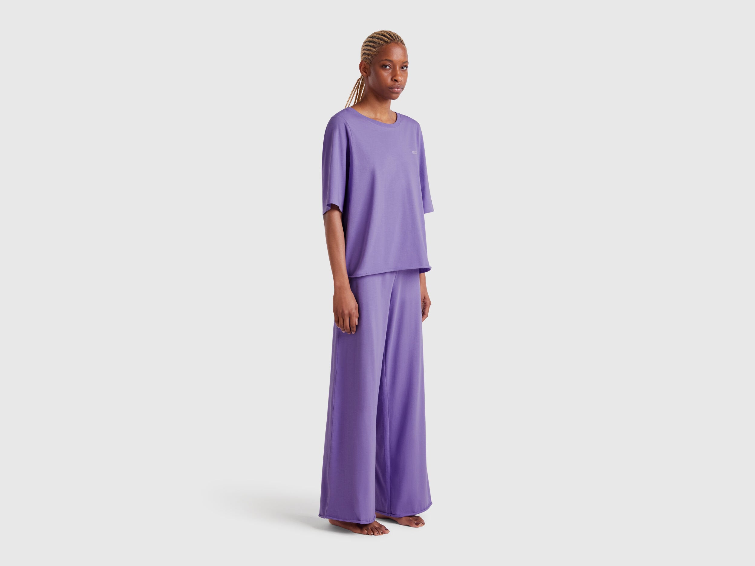 Benetton_Loose-Fitting Pyjamas in Pure Cotton_35VB3P03P_1W6_01