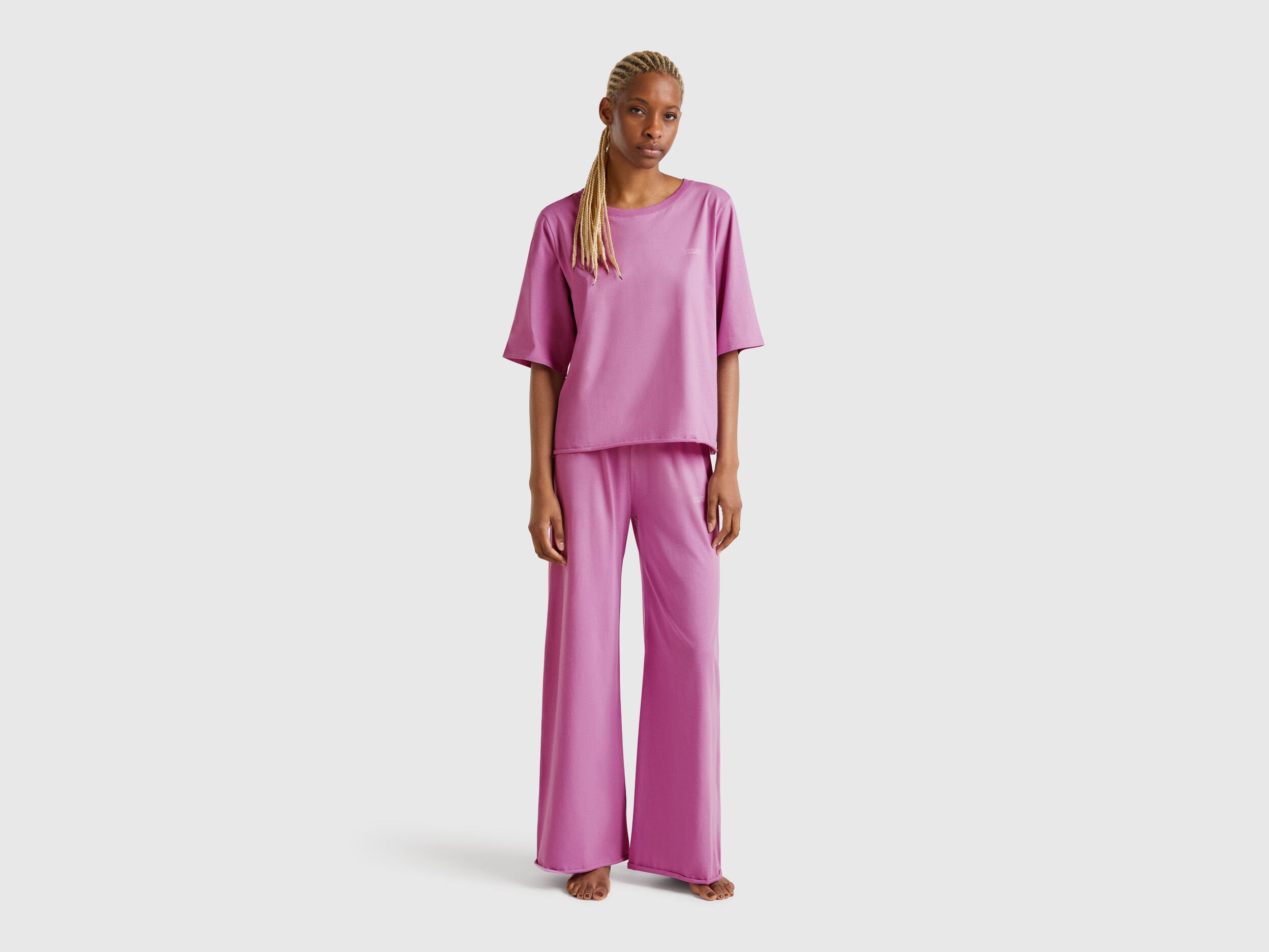Benetton_Loose-Fitting Pyjamas in Pure Cotton_35VB3P03P_3Z4_01