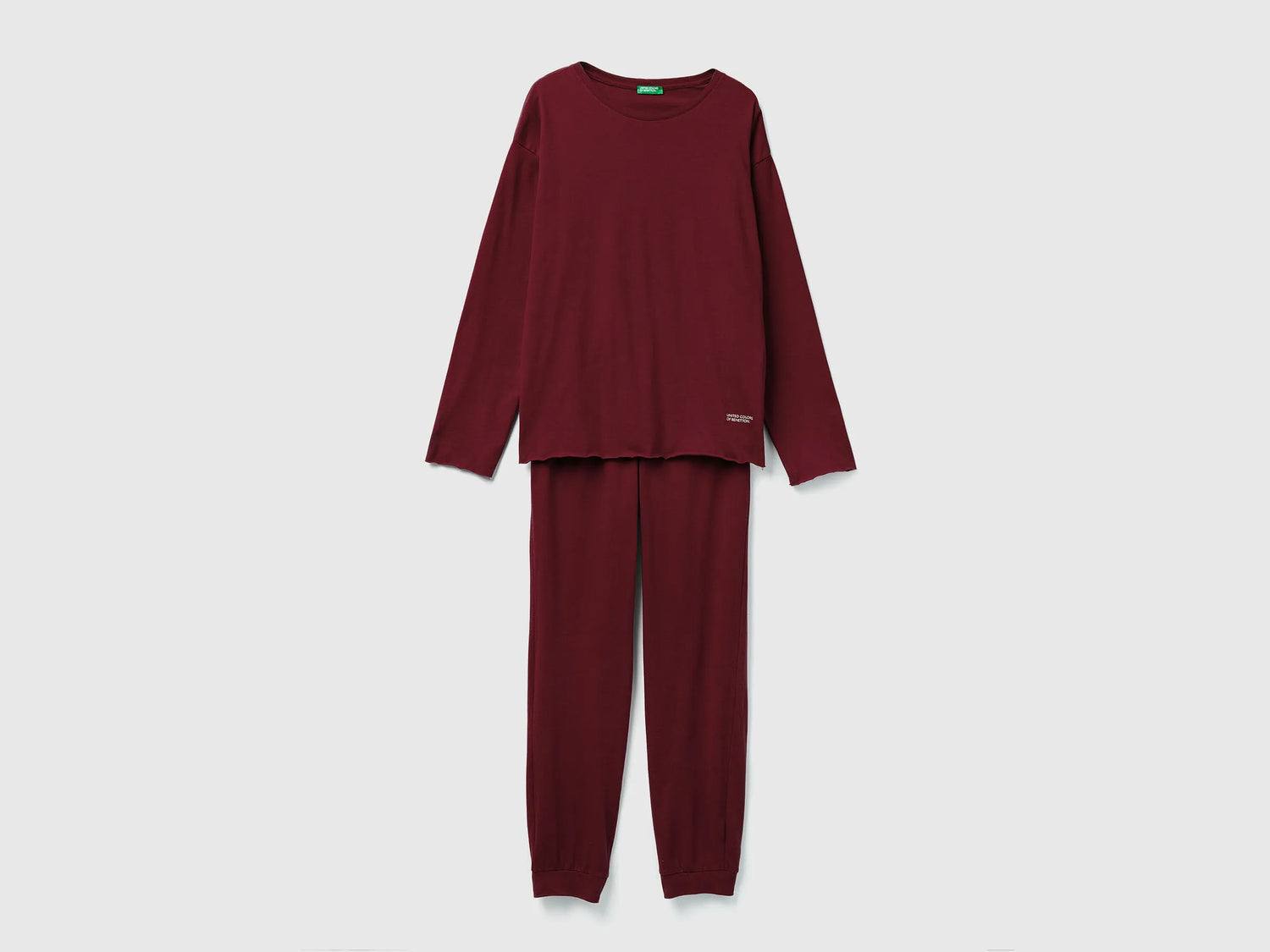 Benetton_Burgundy_Pyjamas in Pure Cotton_35VB3P048_129_01