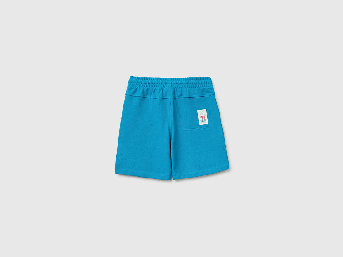 Benetton Blue Boys Soft Bermuda Shorts SKU: 35ZNC903U_051 Image 02