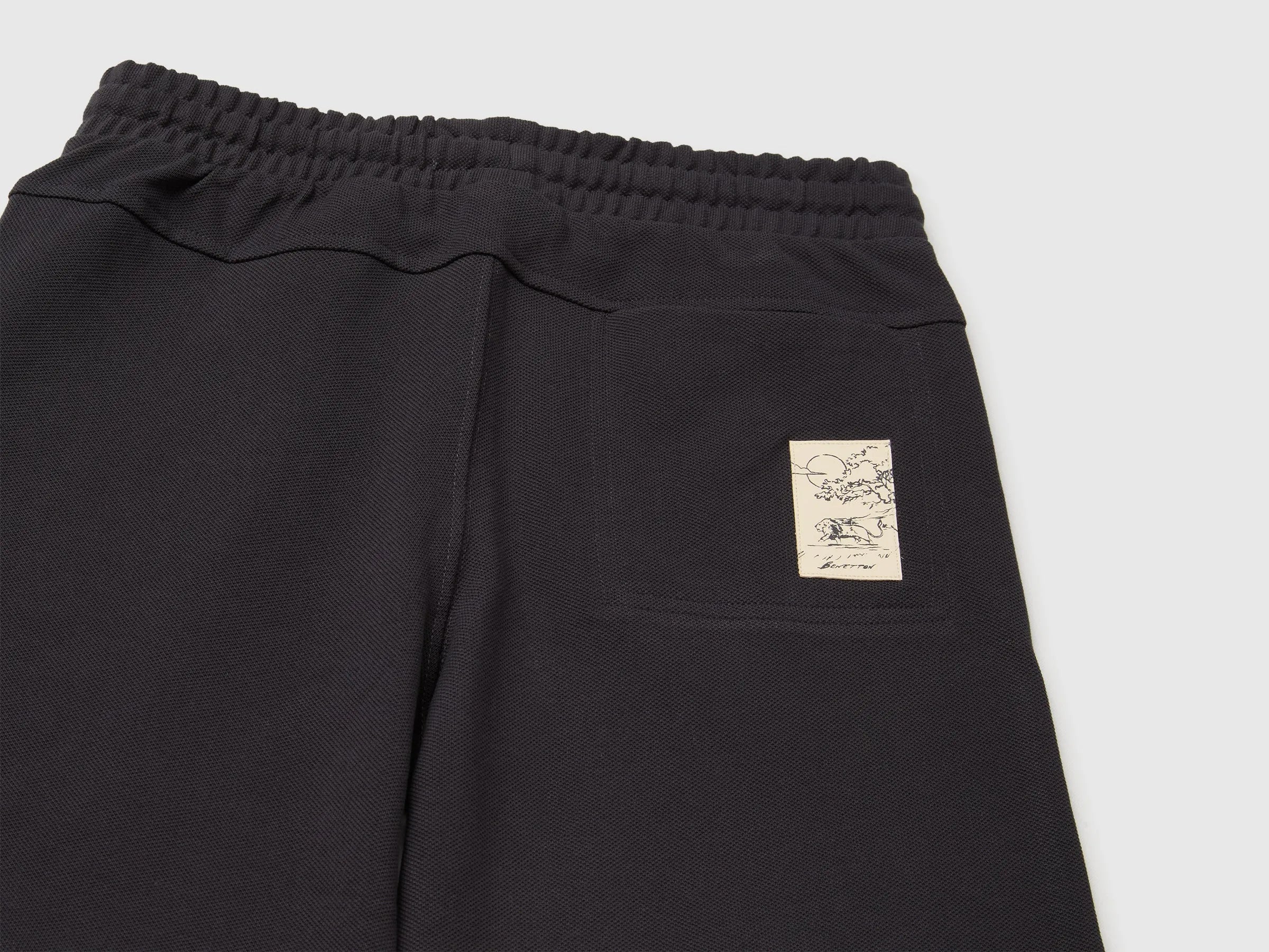 Benetton Black Boys Soft Bermuda Shorts SKU: 35ZNC903U_19E Image 03