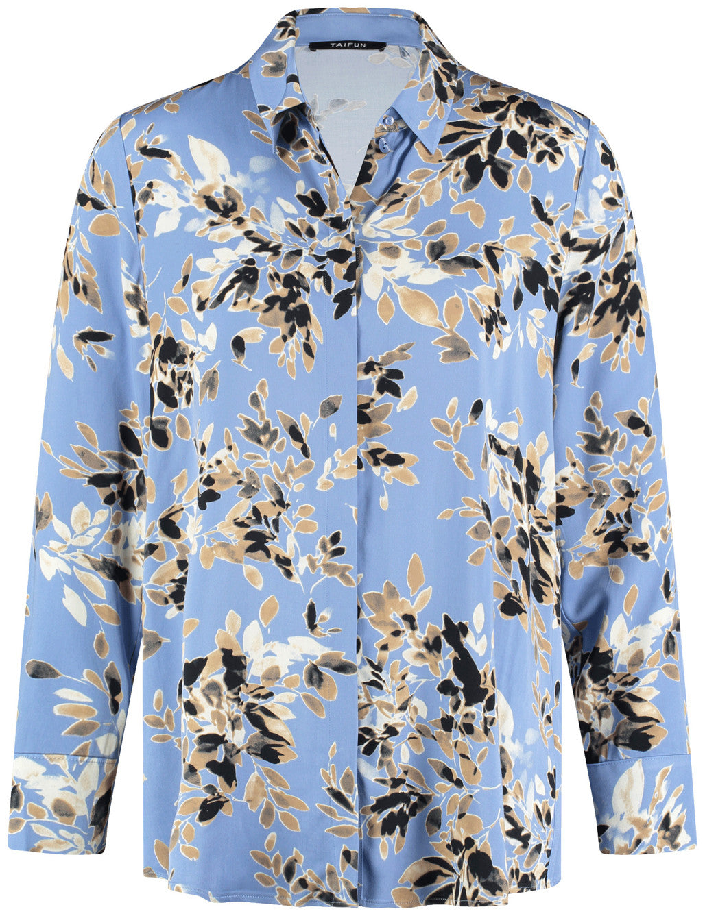 Taifun_Steel Blue Patterned_Blouse 1/1 Sleeve_360013-74009_8212_01