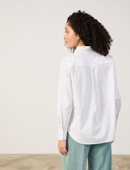 Cotton Blouse with A Decorative Stand-Up Collar_360020-66429_99600_03