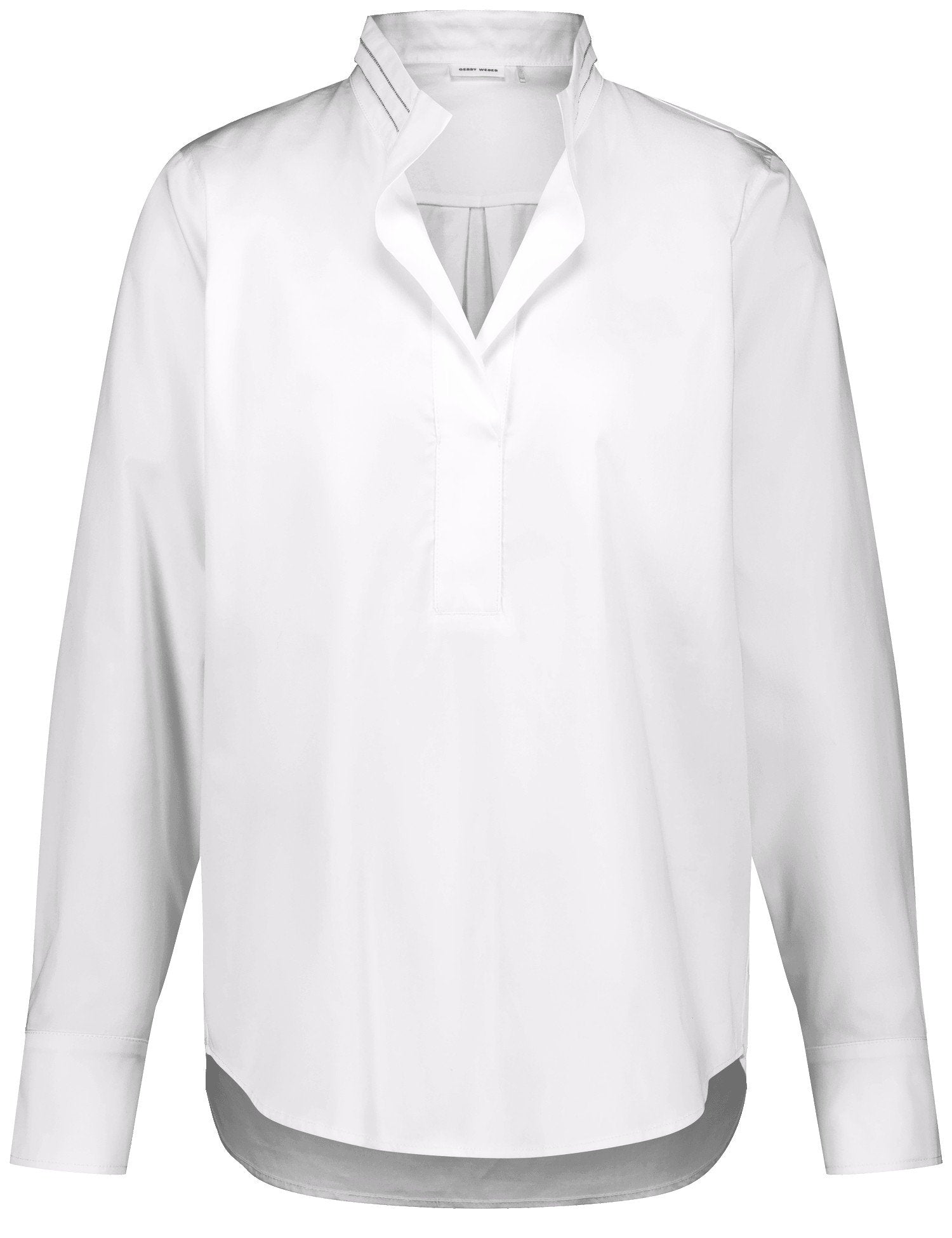 Cotton Blouse with A Decorative Stand-Up Collar_360020-66429_99600_04