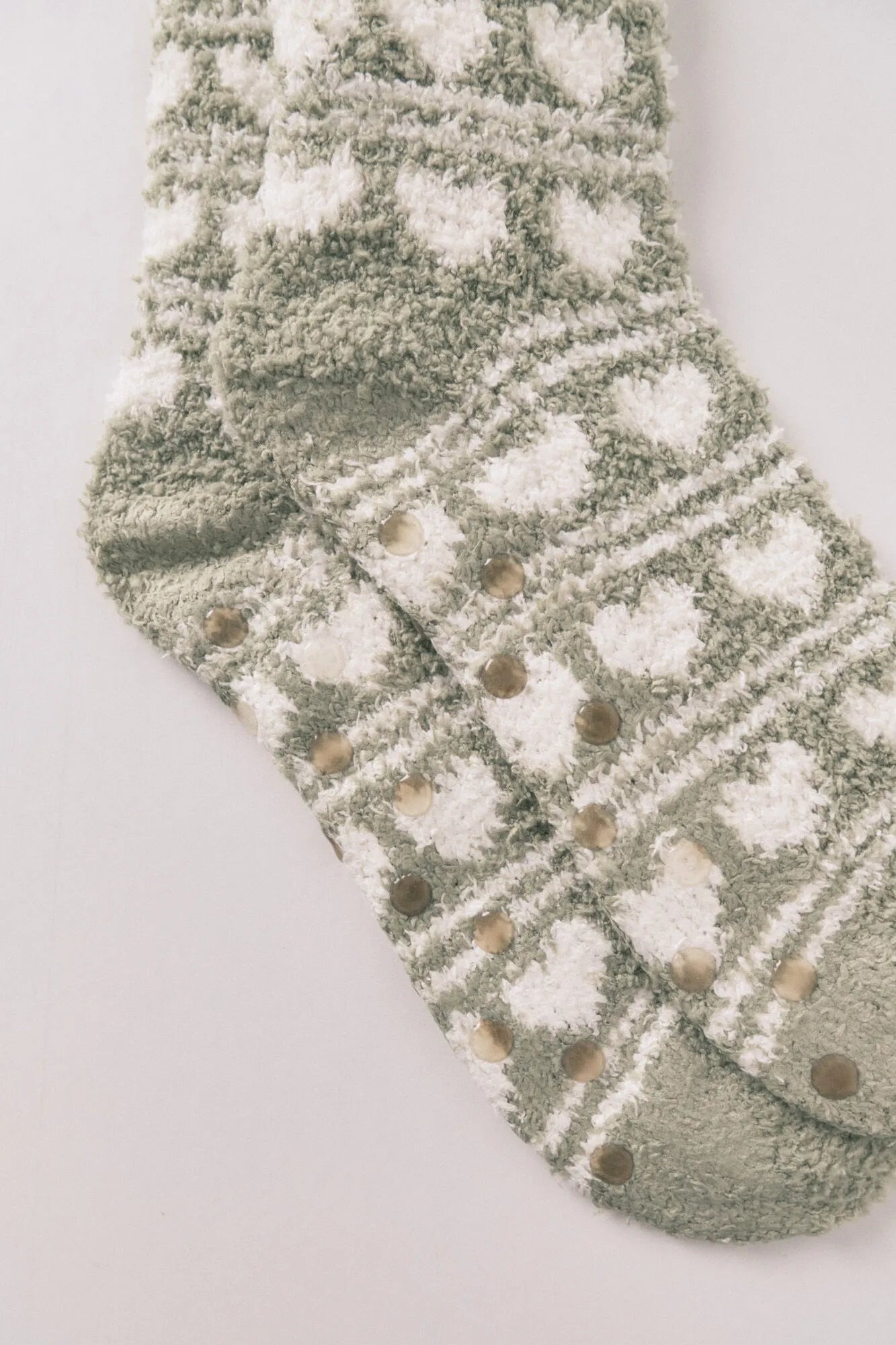 Women Secret_Green_Long Green Heart Print Fur Socks_3612484_23_02
