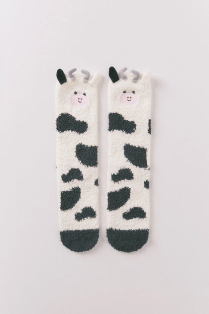 Women Secret_White_Long 3D Cow Print Hair Socks_3612487_99_04