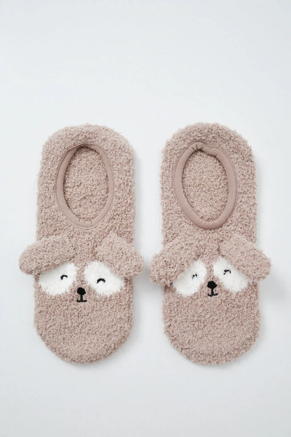 Women Secret Light Brown Women Brown Dog Slip-On Socks SKU: 3614772_32 Image 01