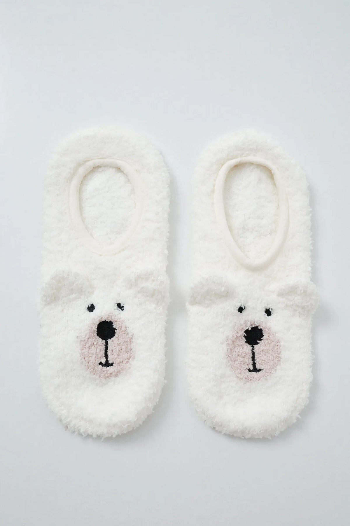 Women Secret Beige Women White Bear Slip-On Socks SKU: 3614773_50 Image 01