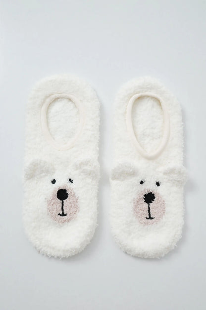 Women Secret Beige Women White Bear Slip-On Socks SKU: 3614773_50 Image 01