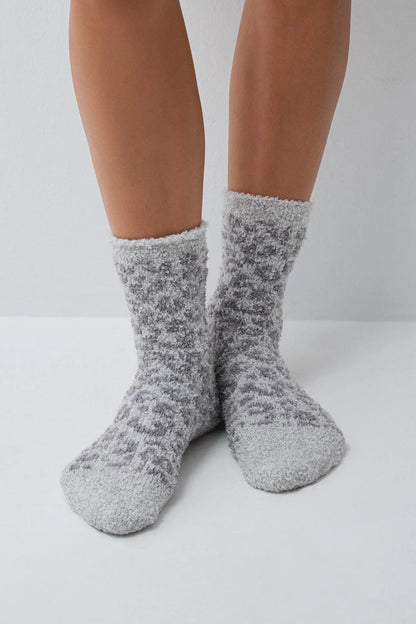 Women Secret Medium Grey Women Grey Animal Print Long Socks SKU: 3614780_46 Image 03