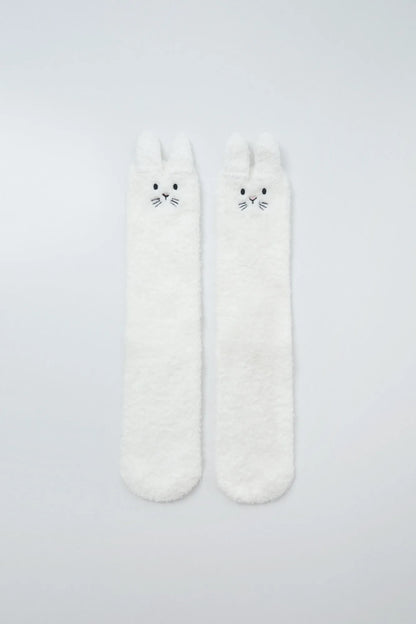 Women Secret Beige Women Beige 3D Rabbit Long Socks SKU: 3614788_50 Image 01