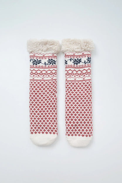 Women Secret Multicoloured Women Red Border Print Long Socks SKU: 3614789_98 Image 01