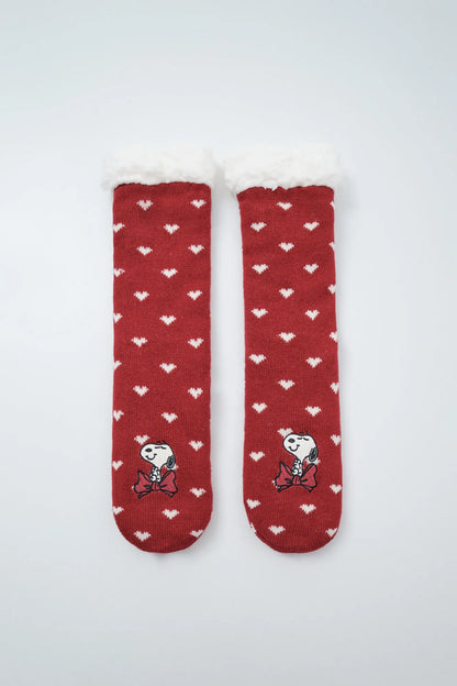Women Secret Red Women Red Snoopy Print Long Socks SKU: 3614811_60 Image 01