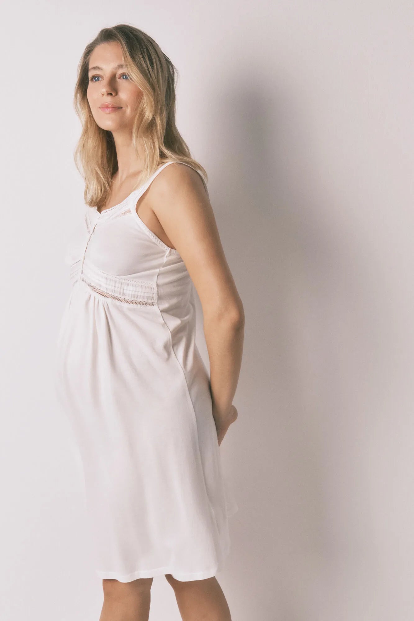 Women Secret Ivory Women White Cotton Short Nightgown "Maternity" SKU: 3633444_96 Image 02