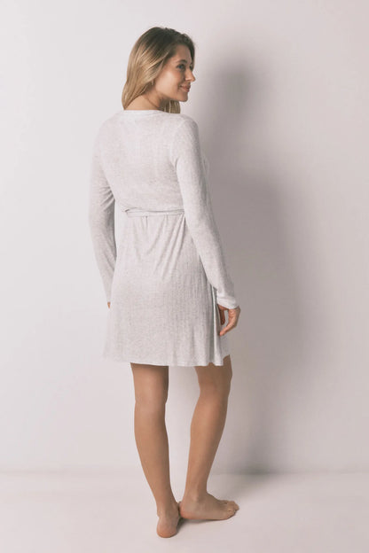 Women Secret_Dark Grey_Grey Ribbed Super Soft "Maternity" Short Nightgown_3633449_44_05