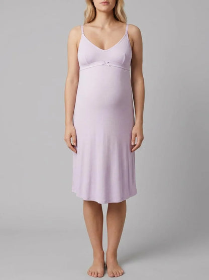 Women Secret_Purple/Lilac_Lilac Ribbed Super Soft Maternity Midi Nightgown_3633451_75_00