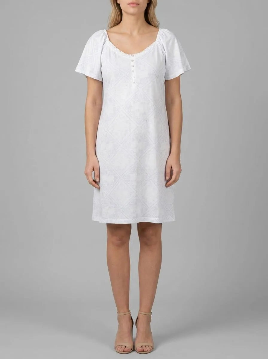 Women Secret Blue Print Women Blue Cotton Ruffle Nightgown "Maternity" SKU: 3633452_19 Image 00