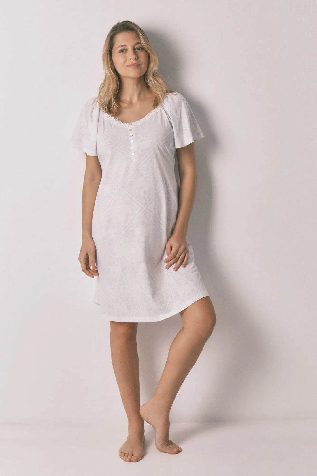 Women Secret Blue Print Women Blue Cotton Ruffle Nightgown "Maternity" SKU: 3633452_19 Image 02