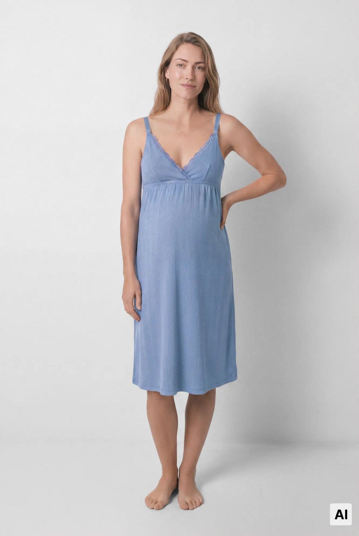Women Secret Medium Blue Women Blue "Maternity" Breastfeeding Vest Top Nightgown SKU: 3634154_15 Image 02