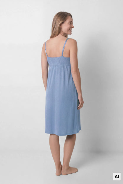 Women Secret Medium Blue Women Blue "Maternity" Breastfeeding Vest Top Nightgown SKU: 3634154_15 Image 04