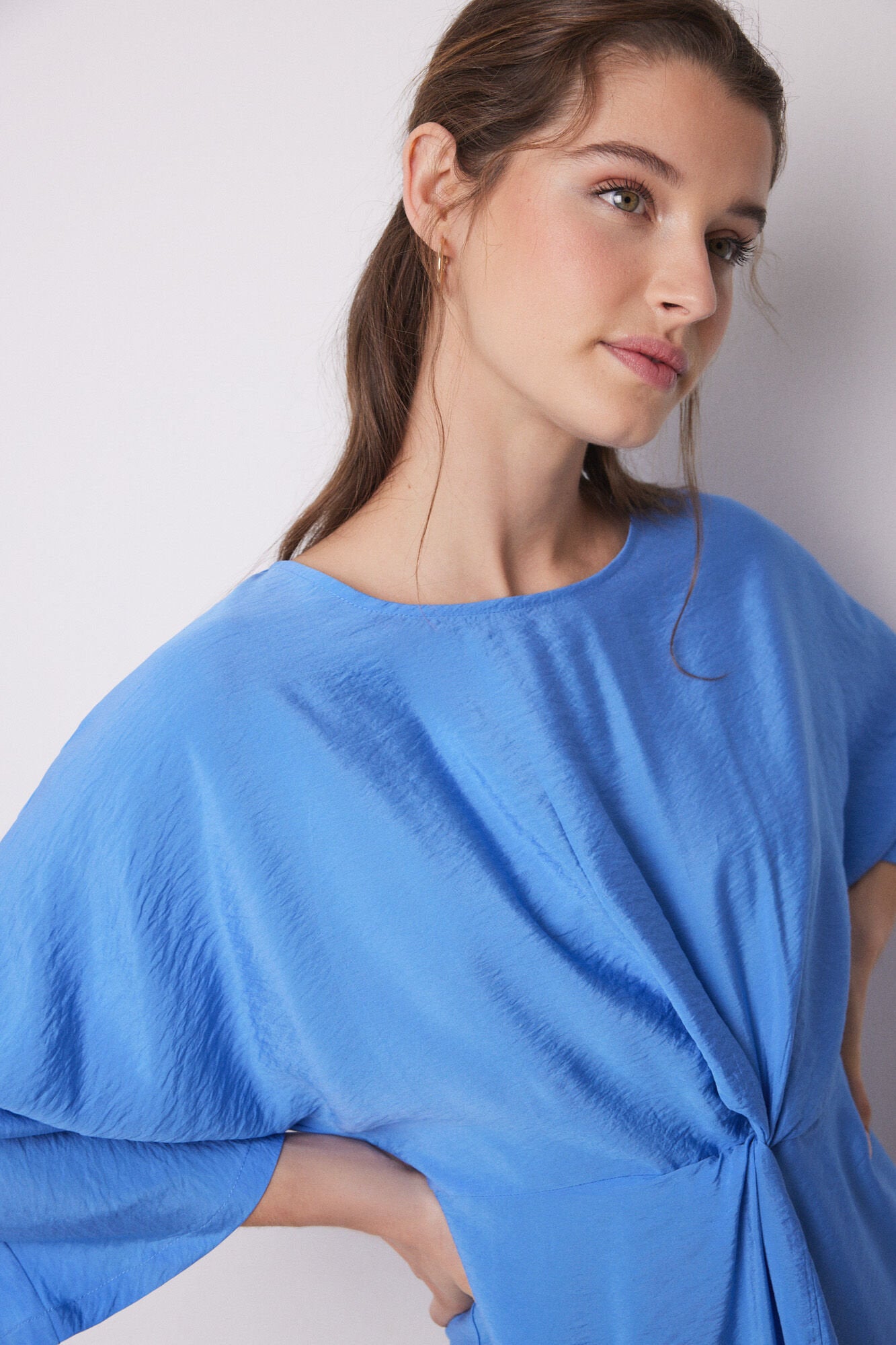 Women Secret_Blue Pleated Satin Caftan Dress_3639170_19_05