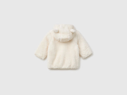 Benetton Creamy White New Born Teddy Bear-Effect Sweatshirt SKU: 36BTA501T_0R2 Image 02