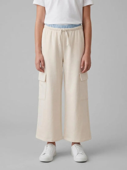 Benetton Creamy White Girls Cargo Pants with Elastic SKU: 36EKCF06X_00E Image 00