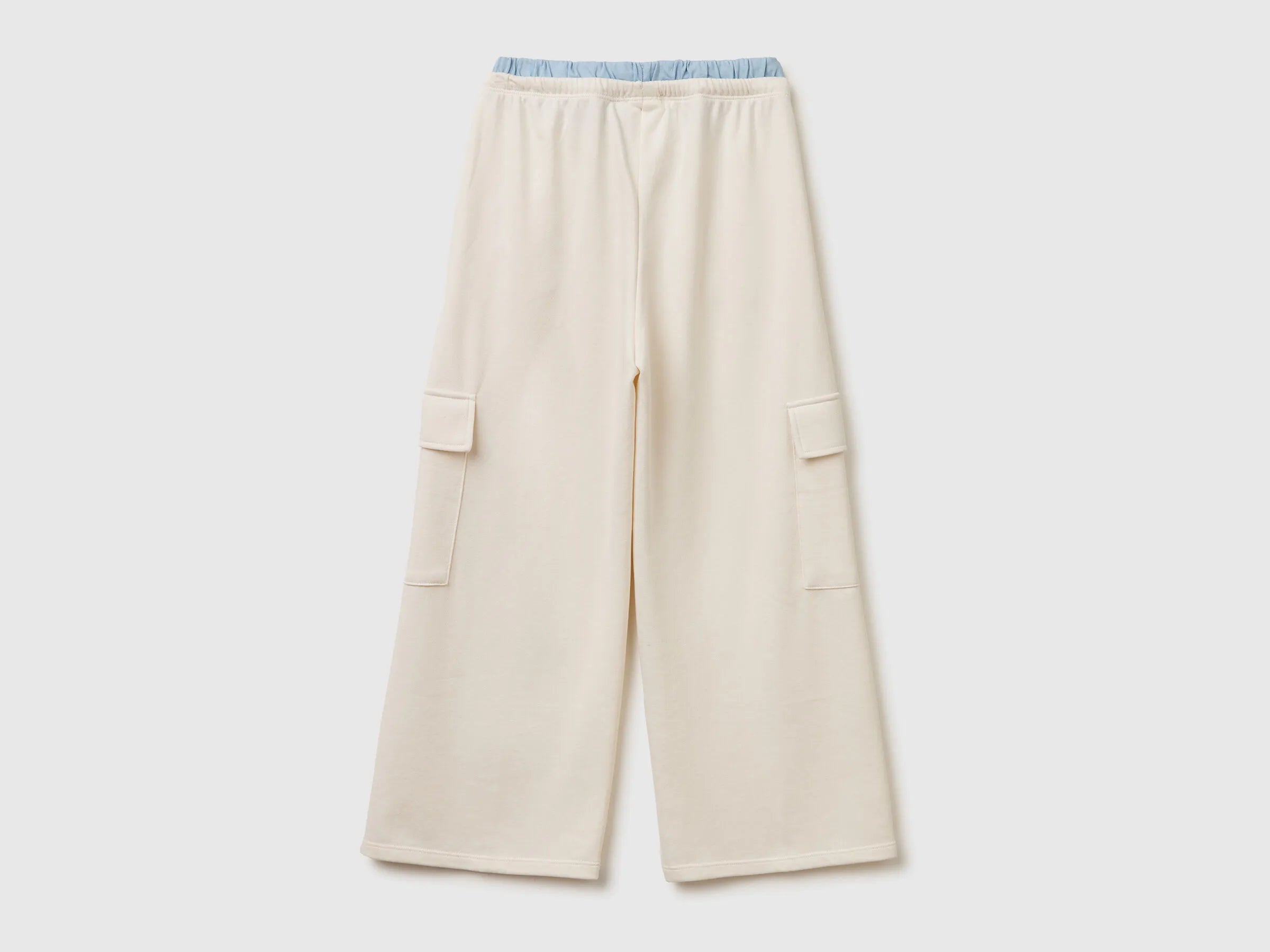 Benetton Creamy White Girls Cargo Pants with Elastic SKU: 36EKCF06X_00E Image 02