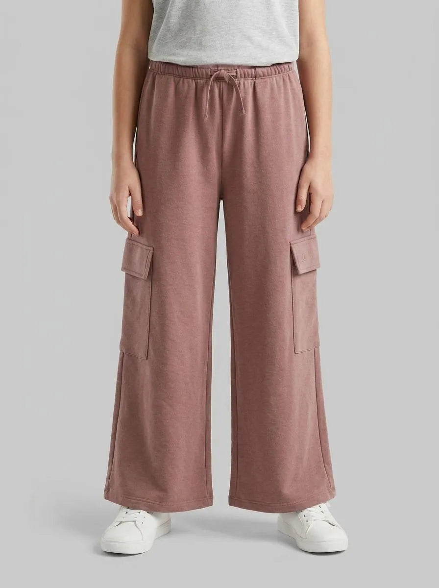 Benetton Brown Girls Cargo Pants with Elastic SKU: 36EKCF06X_24R Image 00