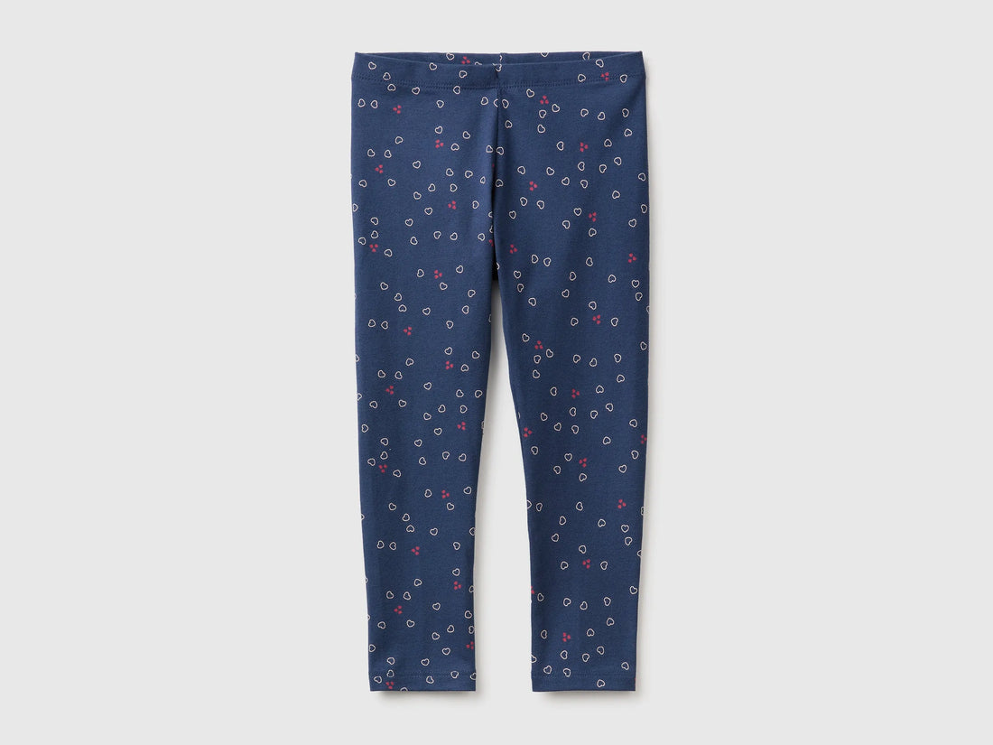 Benetton Blue Girls Patterned Leggings in Stretch Cotton SKU: 36MSGF05L_903 Image 01