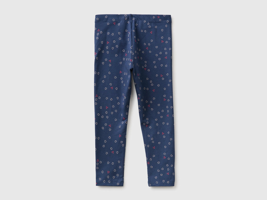 Benetton Blue Girls Patterned Leggings in Stretch Cotton SKU: 36MSGF05L_903 Image 02