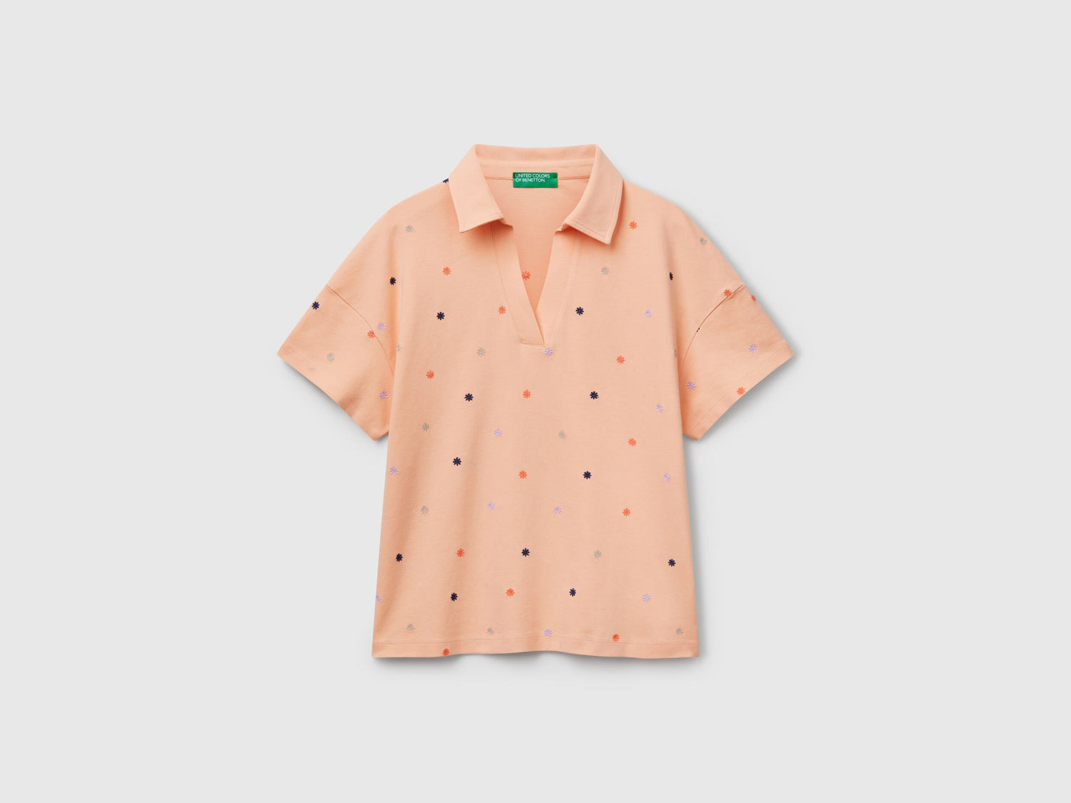 Benetton_Polo with Flower Embroidery_36QJD300X_65H_04