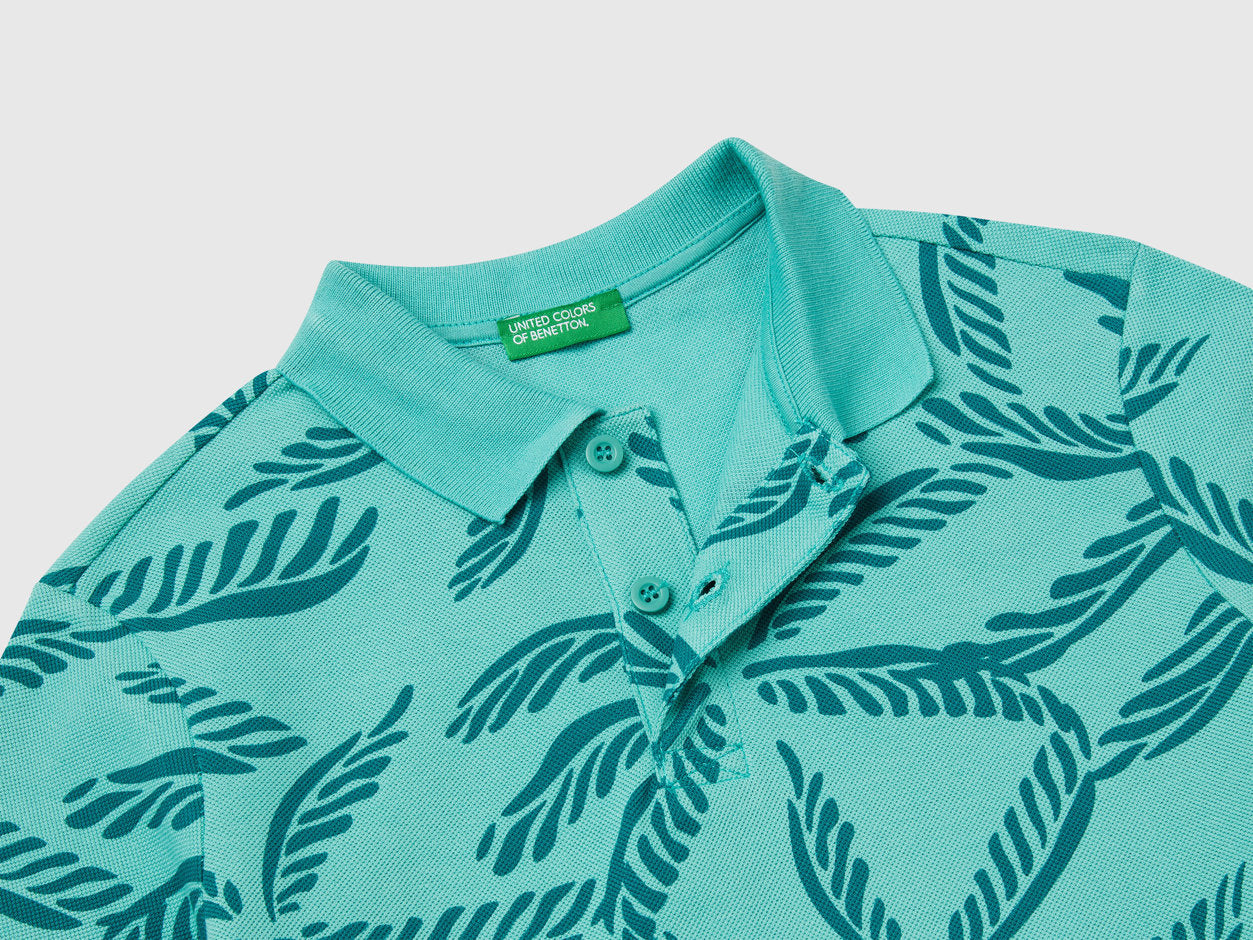 Benetton_Green Polo with Tropical Print_36Y4C301W_75H_03