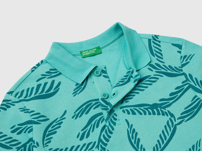 Benetton_Green Polo with Tropical Print_36Y4C301W_75H_03