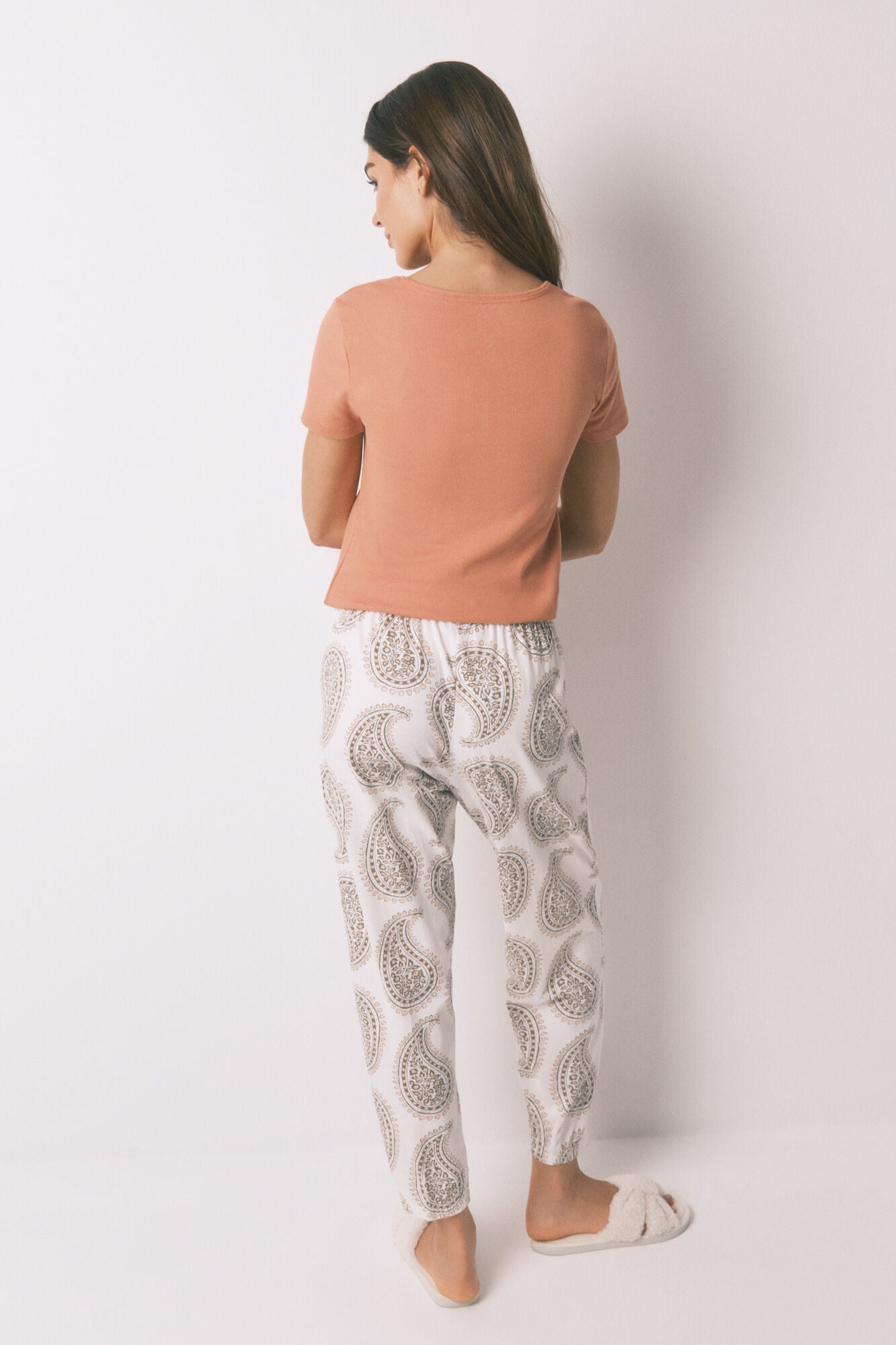 Women Secret_Ivory_100% Cotton Paisley Ivory Long Trouser_3702249_96_05