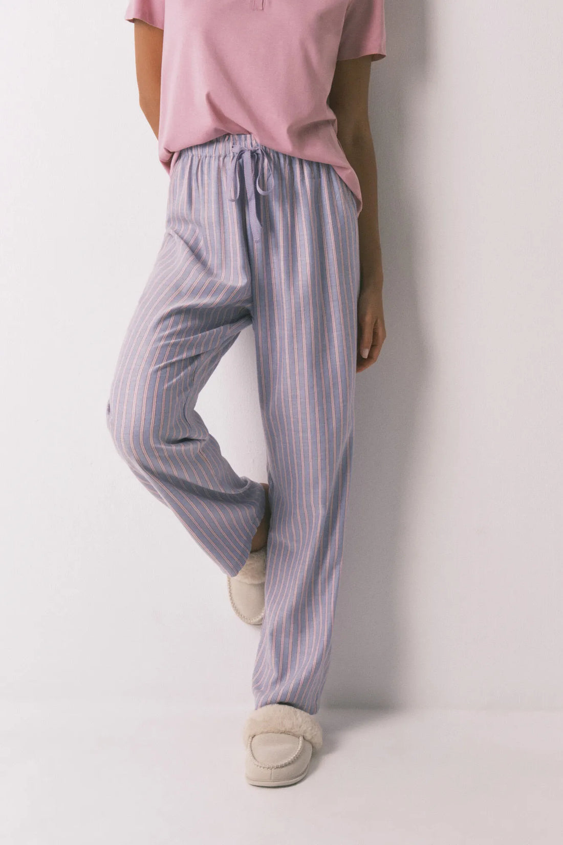 Women Secret_Coral_Long Flannel Trouser with Multicoloured Striped Print_3702251_63_02